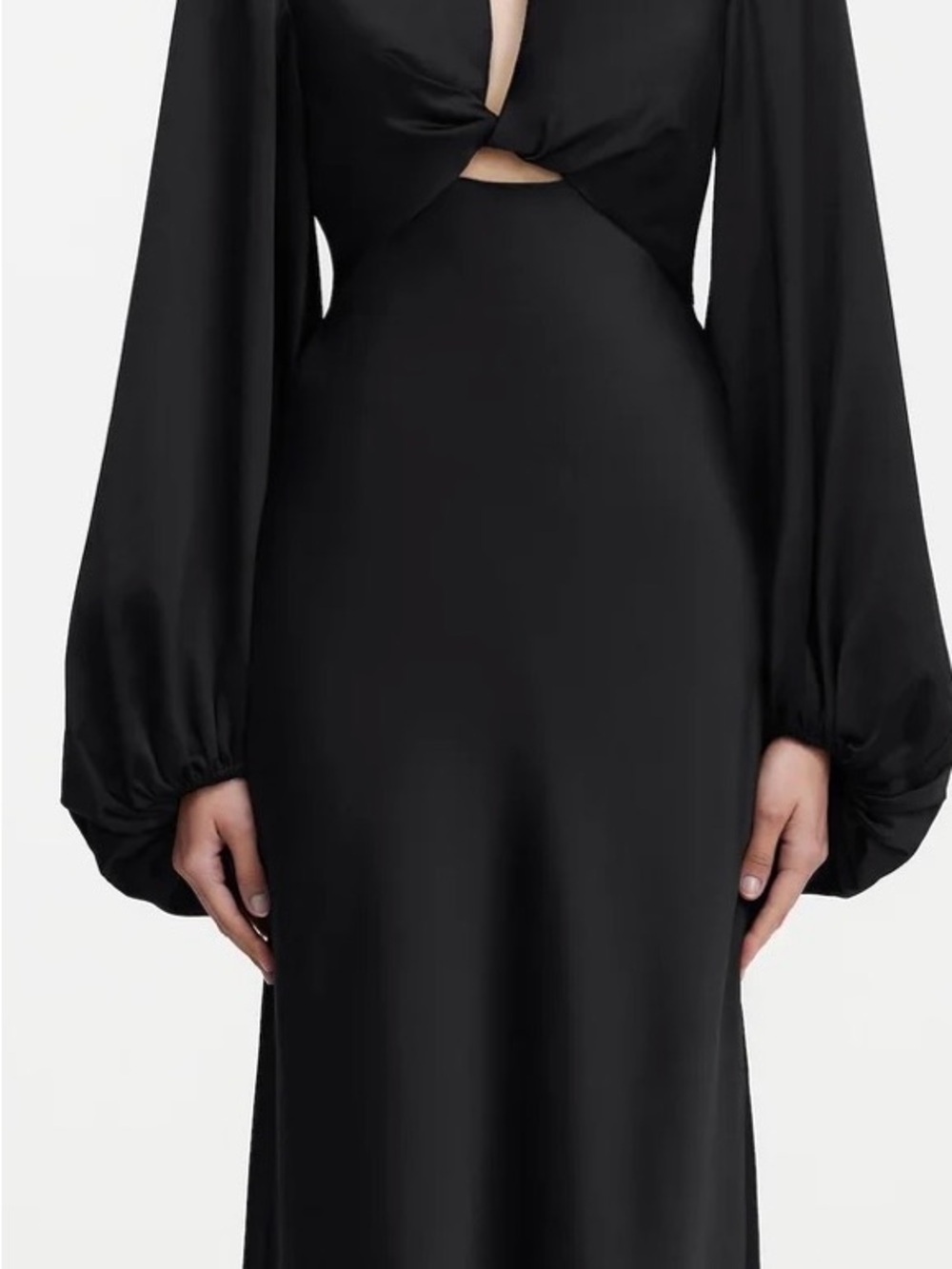 Significant Other Black Satin Cutout Long Sleeve Super Stylish Dress